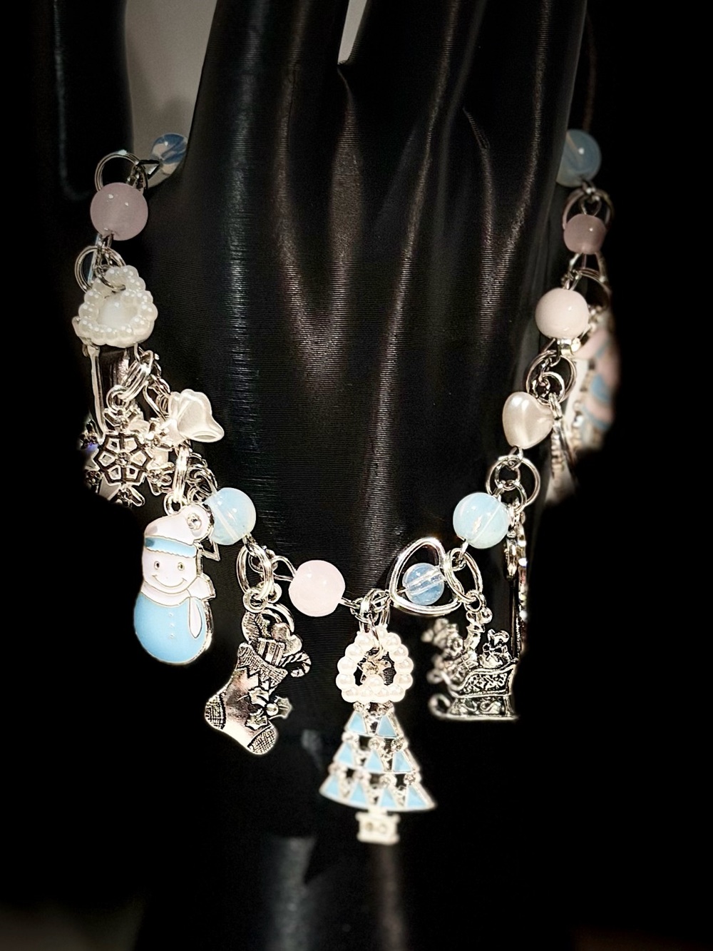 Christmas Blue & White Holiday Charm Bracelet